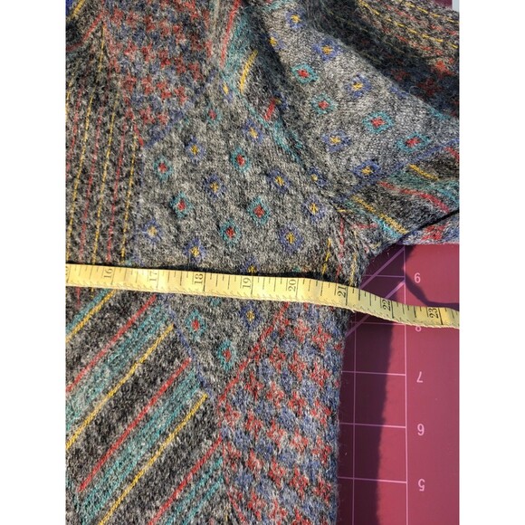 Vintage Womens Italy Wool Argyle Geometric Knit V neck  Dark Aacademia sweater S - Picture 9 of 12